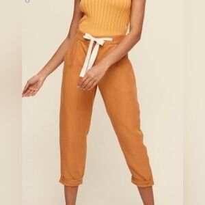 ARITZIA Wilfred Allant Pant  Camel  Button Fly Cropped Trousers( flawed)